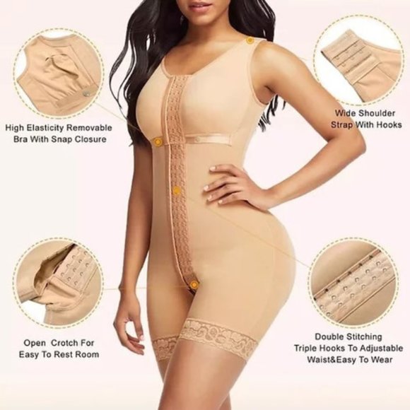 Columbian Post Op High Compression Faja Shapewear Sizes S-6XL Brown NEW - Picture 3 of 6